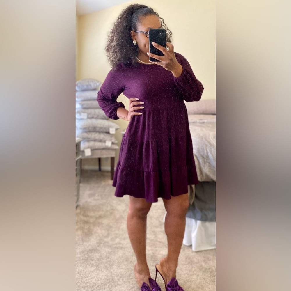 Tiered Purple Violet Babydoll Dress, Small